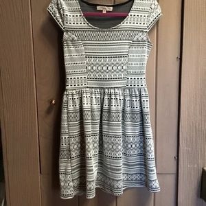 Tribal print dress in black and white